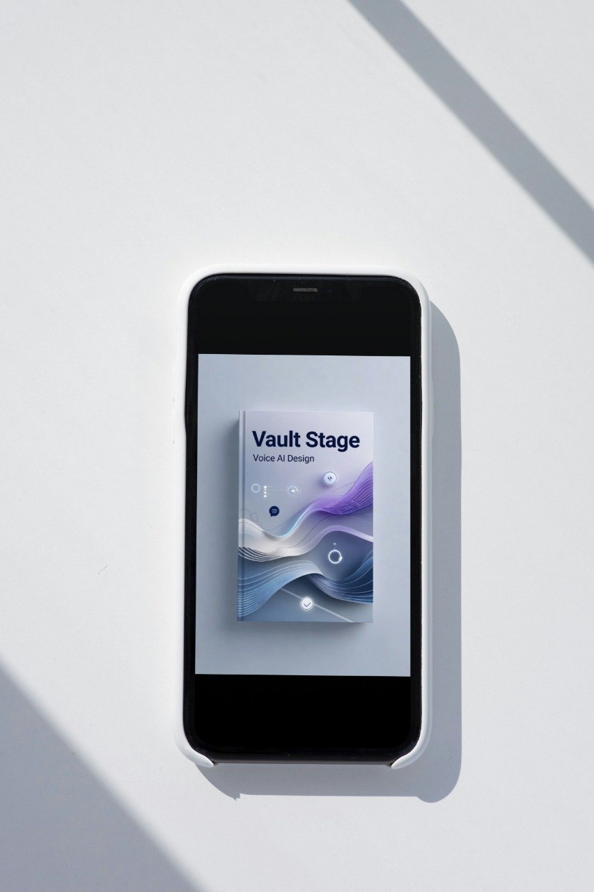 Smartphone displaying 'Vault Stage' app on a light gray background
