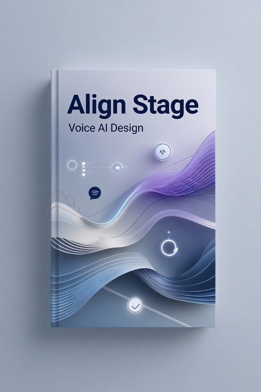 Book titled 'Align Stage Voice AI Design' with a futuristic design on a gray background