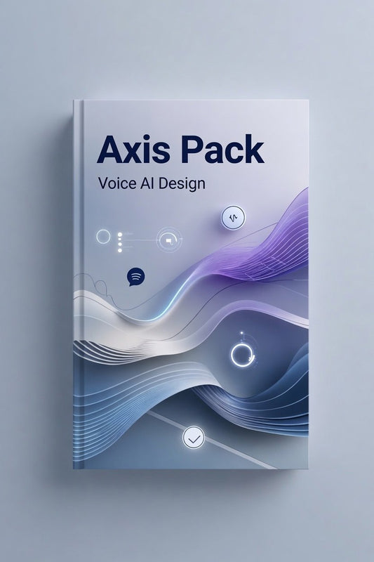 Book titled 'Axis Pack Voice AI Design' with a futuristic design on a gray background