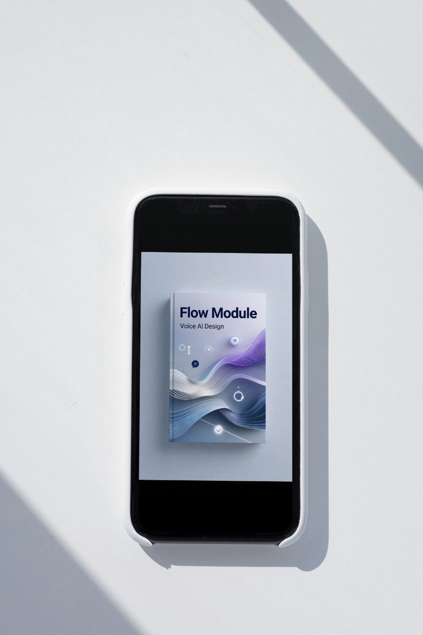Smartphone displaying a 'Flow Module' app on a light gray background