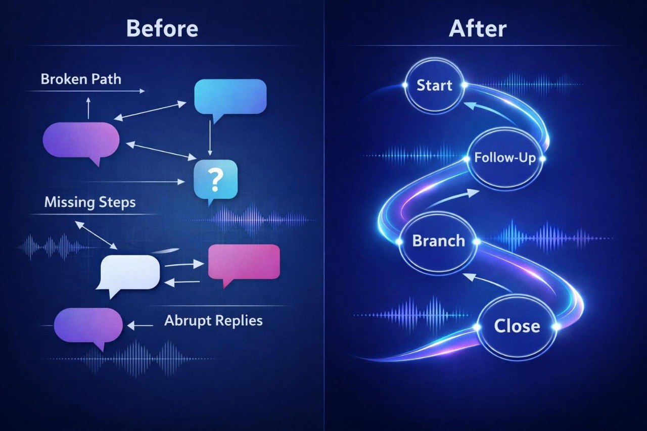 Before and after comparison of a diagram on a dark blue background