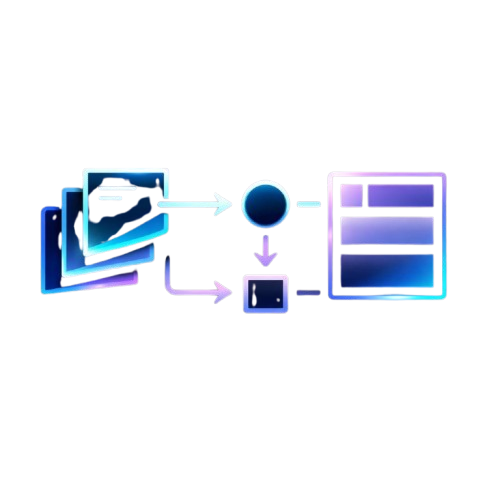 Diagram showing a process with icons and arrows on a white background