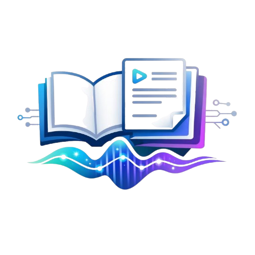 Open book with digital elements on a white background