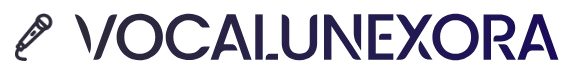 Logo of Vocalunexora with a stylized pen icon on a white background