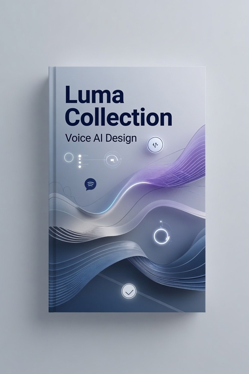 Book titled 'Luma Collection Voice AI Design' on a gray background