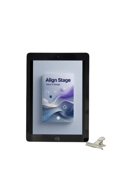 Tablet with 'Align Stage' app displayed on a white background