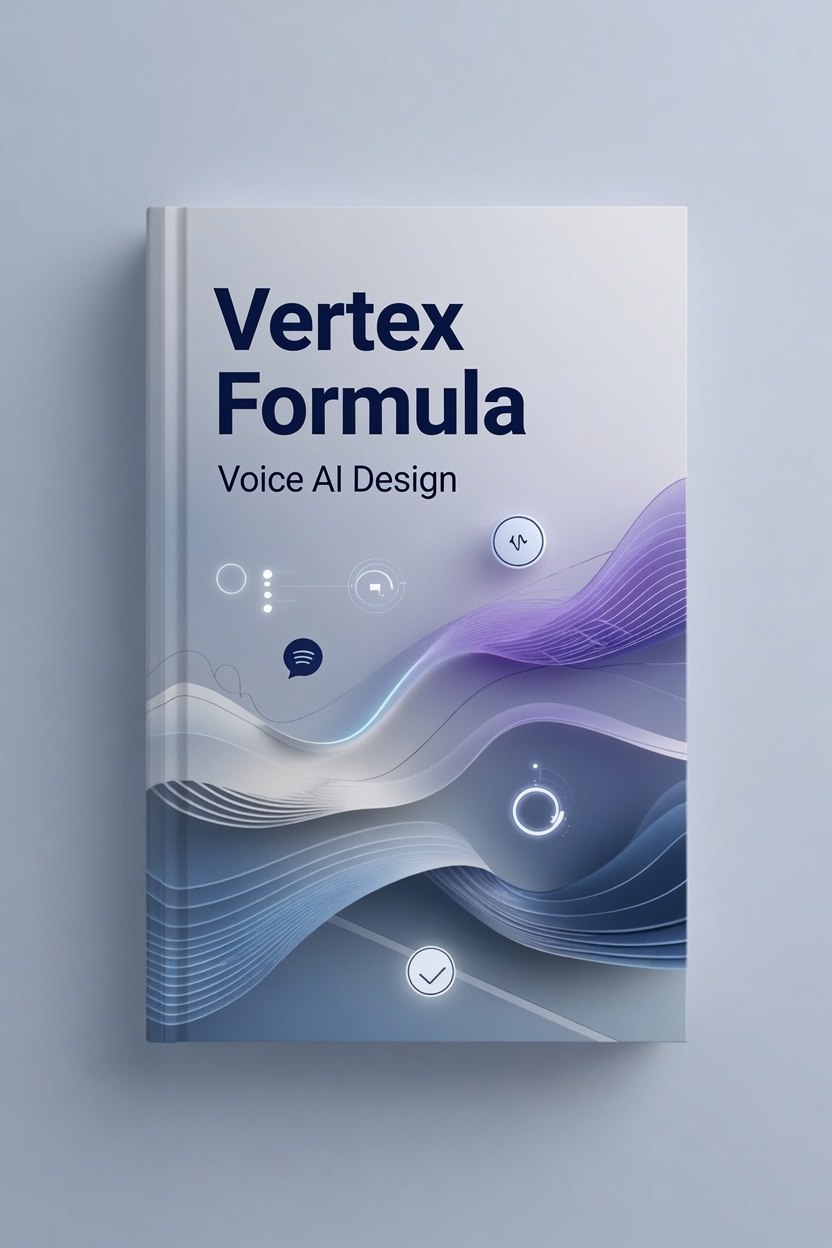 Book titled 'Vertex Formula: Voice AI Design' on a light gray background